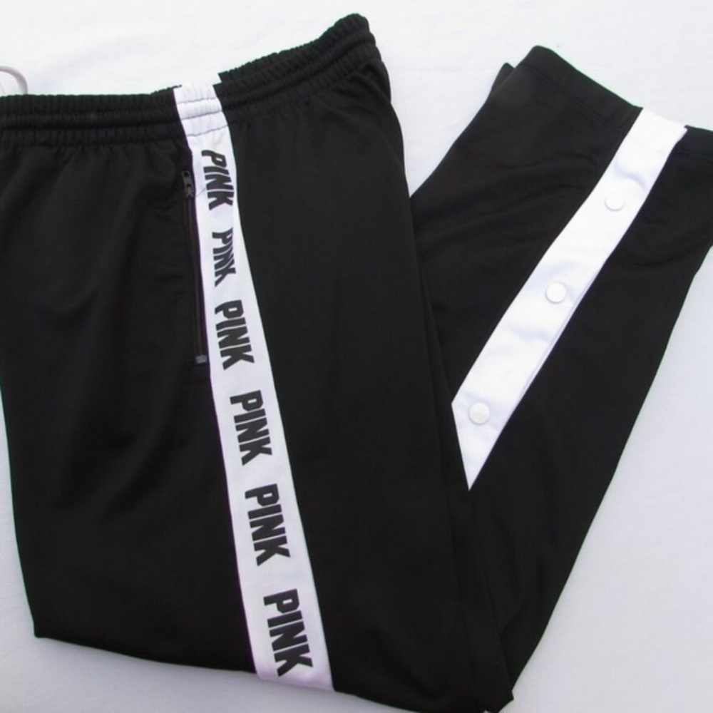 VICTORIA’S SECRET PINK TRACK SNAP BOYFRIEND PANTS Open Leg Snap Button
Black S